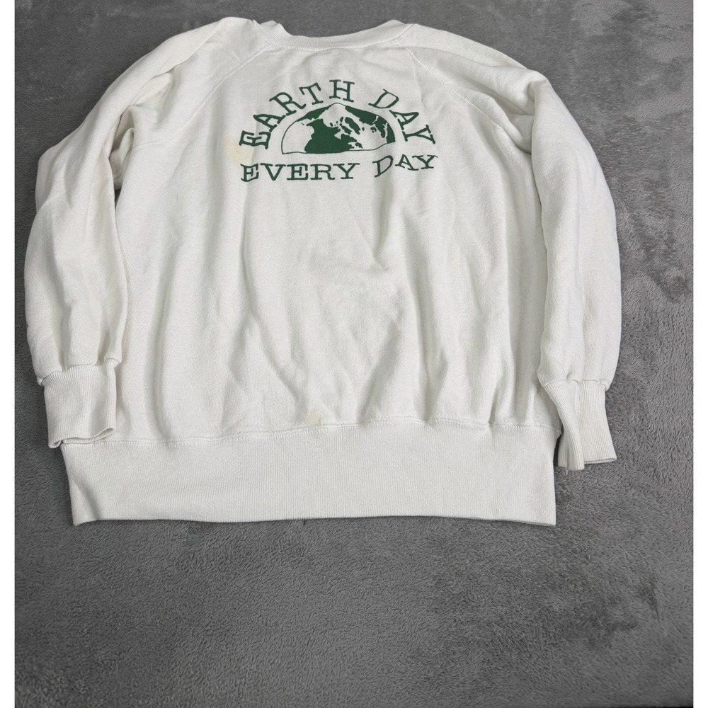 Vintage 80s Earth Day Everyday Nature Sweatshirt Men's Size Large White